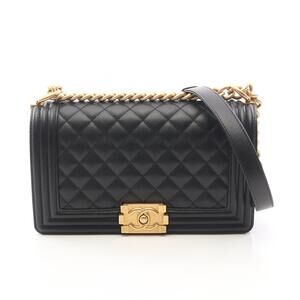 Chanel Boy Shoulder Bag Caviar Skin Grained Calf Black